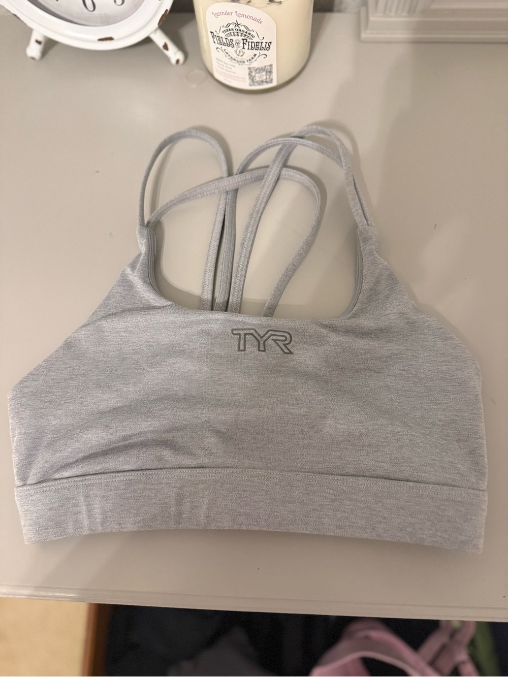 TYR Light Gray Strappy Sports Bra